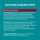 Zutaten und Nährwertinformationen für Hundefutter mit Rindfleisch und Karotten, die Zusammensetzung, Zusatzstoffe und analytische Komponenten detailliert beschreiben.