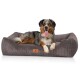 Hundebett aus Cord mit Handwebcharakter Olivia braun/ grau M-L