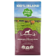 Hundefuttertüte mit der Aufschrift "100% Irland", die die Marke "Irish Pure" zeigt, mit Bildern von Kühen auf einer grünen Wiese, die "Erwachsene - Sensibilität" und Zutaten angibt.
