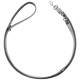 Graue Hundeleine mit einem gepolsterten Griff und einem Metallclip zur Befestigung, mit einem kleinen grünen Logoanhänger.