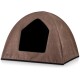 Braunes Haustierzelt mit einem dreieckigen Eingang, entworfen für kleine Tiere, um einen gemütlichen Versteckplatz zu bieten.