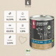 Dose LIEBESGUT Bio-Rind-Nassfutter für Hunde mit Kuh-Illustration; Angaben: Rohprotein 14,30 %, Rohfett 13,40 %, Feuchtigkeit 68,91 %.