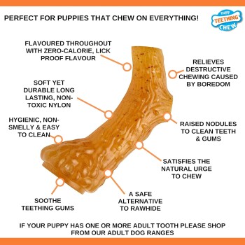 Kauspielzeug für Welpen, aromatisiert, langlebig, ungiftig aus Nylon, hygienisch, mit erhöhten Noppen zur Zahnpflege, fördert das Kauen und lindert Langeweile.