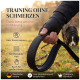 Schwarze Hundeleine mit robustem Design, mit einem großen Griff, der "XL GRIFF" beschriftet ist, und einem Etikett, das "HUND IST KÖNIG" liest.