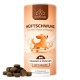 Eine Tüte mit Hundeleckerlis mit einem lächelnden Berner Sennenhund und Blumen, beschriftet mit "Hüftschwung - Gelenke und Knochen Snacks für Hunde."