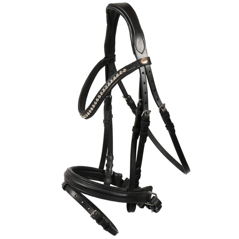 Hans Melzer Horse Equipment Hans Melzer Trense Valluhn schwarz/silber schwedisches Reithalfter VB/ COB (Vollblut)