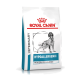 Royal Canin hypoallergenes Hundefutter, mit einer schwarz-weißen Hundegrafik, beschriftet "Veterinär" und "Moderate Kalorien."