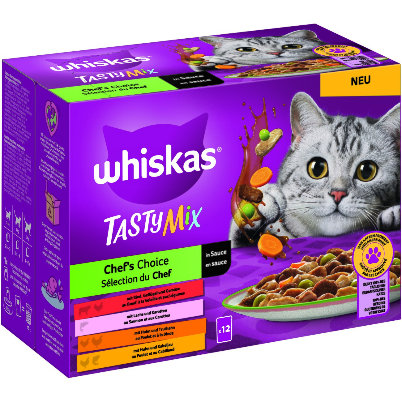 Whiskas tasty mix sachets fraîcheur recettes de campagne en sauce pour chat  adulte 4 variétés - JMT Alimentation Animale
