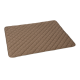 Eine große, beige gesteppte Tiermatte mit einem Diamantmuster und einem dunklen Rand, beschriftet mit "Doctor Bark" in der unteren Ecke.