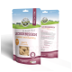 Verpackung für Premium-Haustiersnacks mit "Leckerbissen Insekten mit Karotte", die gefriergetrocknete Zutaten hervorhebt.