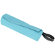 Light blue pet waste bag dispenser with a black strap, designed for easy carrying and convenience during walks.