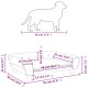 Illustration einer Hundesilhouette mit Abmessungen (40 cm) über einem Design für ein Haustiersofa, das die Maße für Länge, Breite und Höhe zeigt.