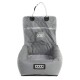 Graues Hundebett mit gestepptem Design, mit einem gestreiften Innenraum und einem DOOG-Logo auf der Vorderseite.