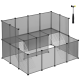 Ein transparenter Haustierkäfig mit mehreren Ebenen und Rampen, begleitet von einem kleinen Hammer zur Montage.