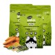 Drei Säcke "eat SMALL Insects for Pets - Active" Hundefutter, jeweils 2 kg, mit einer Husky-Illustration, Süßkartoffeln, Getreide und Heidelbeeren.