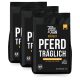 Drei schwarze Säcke Tales & Tails Perfekt Pferd Träglich Hundefutter mit Tapioka, Linsen und Kürbis, je 4 kg.
