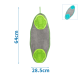 Haustierpflegehandschuh mit grauer Stoffoberfläche und grünen strukturierten Pads, misst 64 cm mal 28,5 cm.