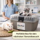 Zwei Ratten mit GarPet-Transportbox; weiße Ratte frisst, graue Ratte sitzt oben; Text: 'Perfekte Box für den nächsten Tierarztbesuch'.