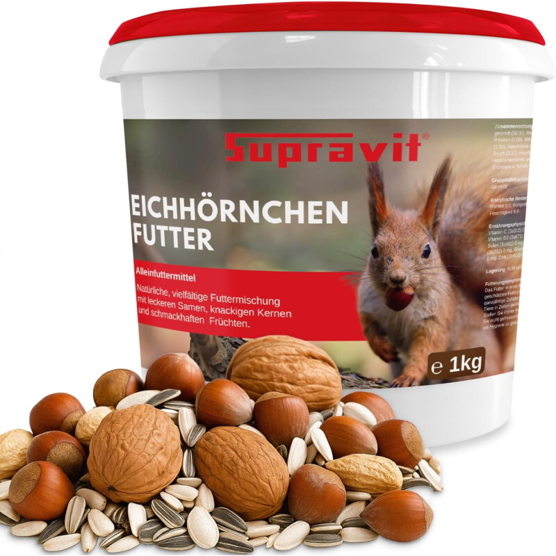 Supravit Artgerechtes Eichhörnchen Futter 1kg | Ausgewogenes Eichhörnchen-Futter