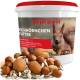 Supravit 'Eichhörnchen Futter' 1kg Becher mit Eichhörnchenfoto und einem Haufen Nüsse und Sonnenblumenkerne.