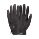 Schwarze Haustierpflegehandschuhe mit strukturiertem Griff und verstellbarem Handgelenkverschluss, mit dem Markennamen "Rocckit" am Bund.