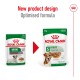 New Royal Canin Mini Ageing dog food design with optimized formula, featuring two 85g pouches in updated packaging.