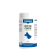 Weißes Gefäß mit der Aufschrift 'Canina' und 'Biotin Forte Tabletten' für Hunde; blaue Hundesilhouette auf der Vorderseite.