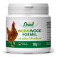 Behälter mit Hühner Land Wermut-Formel für Geflügel, mit einer Illustration einer braunen Henne, 50g, hergestellt in Deutschland.