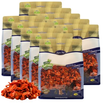 Lyra Pet Nature Power 1 kg natürliche Haustierleckerlis, ohne Farbstoffe oder Konservierungsmittel, mit Bildern von Hund, Katze und Pferd auf der Verpackung.