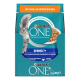 Verpackung von Purina ONE Katzenfutter für Senioren, mit einer grauen Katze und Text auf Deutsch: 'Mit Huhn und grünen Bohnen,' 'Senior 7+,' und Gesundheitsvorteilen.