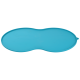 Tapis de nourriture pour animaux en silicone bleu de forme ovale, conçu pour attraper les éclaboussures et garder les zones de repas propres.