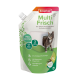 Beaphar Multi Frisch Katzenstreu-Deodorantbeutel mit Katzenbild, mit Text, der die Vorteile der probiotischen Technologie und Frische hervorhebt.