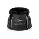 Schwarzer Pferdepflegeeimer mit weichem schwarzen Fleece-Innenfutter und einem Stoffetikett mit dem Logo "EQUINATE."