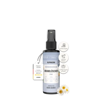 ALPHAZOO Brandlöscher Anti-Juckreiz Spray für Hunde und Katzen mit Kamille, natürliche Rezeptur, von Experten entwickelt, 100 ml Flasche.