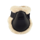 Schwarze Pferdeschoner mit einem weichen, cremefarbenen Fleece-Futter, mit dem Eskadron-Logo auf der Vorderseite geprägt.