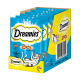 Packung Dreamies Katzenleckerlis mit einer verspielten Katzenillustration, mit Text, der "mit Lachs" und "6 x 60 g" angibt.