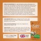 Verpackung von Dr. John Gold Haustierfutter mit Huhn und Gemüse, mit Zutaten, Nährwertanalyse und Fütterungshinweisen auf Deutsch.
