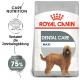 Royal Canin Dental Care Hundefutterbeutel mit einer flauschigen Hundillustration und dem Text: 'Reduziert die Zahnbelagbildung' und 'Bis zu 75% weniger Zahnbelag.'