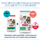 Deux sacs de nourriture pour chatons Hill's Science Plan (ancien et nouveau), icônes « au THON »/« au SAUMON », texte « UNE TOUTE NOUVELLE SAVEUR »