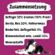 Zutaten für Hundefutter auf lila Hintergrund, mit Geflügel, Gerste, Reis und Mineralien, mit einem lächelnden Hund davor.