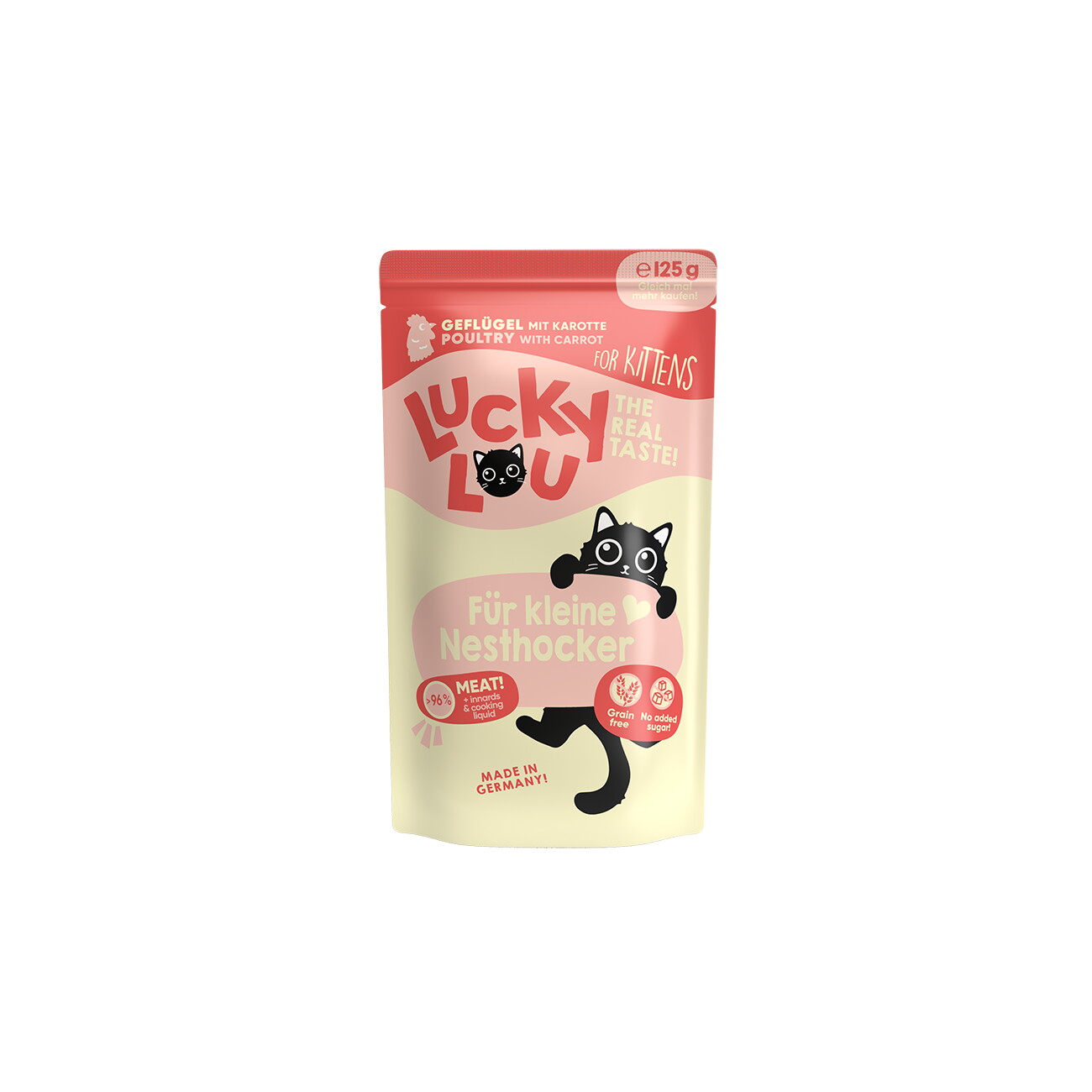 Lucky Lou Nassfutter Katze Kitten Geflügel 32x125 g