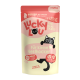 Beutel mit Lucky Lou Kittenfutter mit Geflügel und Karotte, beschriftet mit "Für Kätzchen", mit einer verspielten Katze und dem Anspruch von 96% Fleisch, getreidefrei, ohne Zucker.