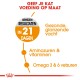Infographic over op maat gemaakte kattenvoeding die resultaten in 21 dagen laat zien voor glanzende vacht, met aminozuren, vitamines en omega 3 & 6.