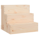 Holzhaustiertreppe mit drei Stufen, mit natürlichem Finish und sichtbaren Schrauben zur Montage.