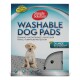 Packaging for Simple Solution Washable Dog Pads shows a dog on a pad, with "NEW" and "2 LARGE WASHABLE PADS" highlighted.