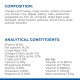 Pet food packaging displaying composition and analytical constituents, including protein, fat content, vitamins, and minerals.