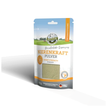 BELFOR Nierenkraft Pulver (Kidney Strength Powder) Verpackung, 80g, grünes Pulver, beschriftet mit "Made in Germany."