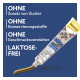 DuoPaste Katzenpaste-Tube mit Kätzchenfoto; blauer Text: "OHNE Zusatz von Zucker" und "LAKTOSE-FREI".