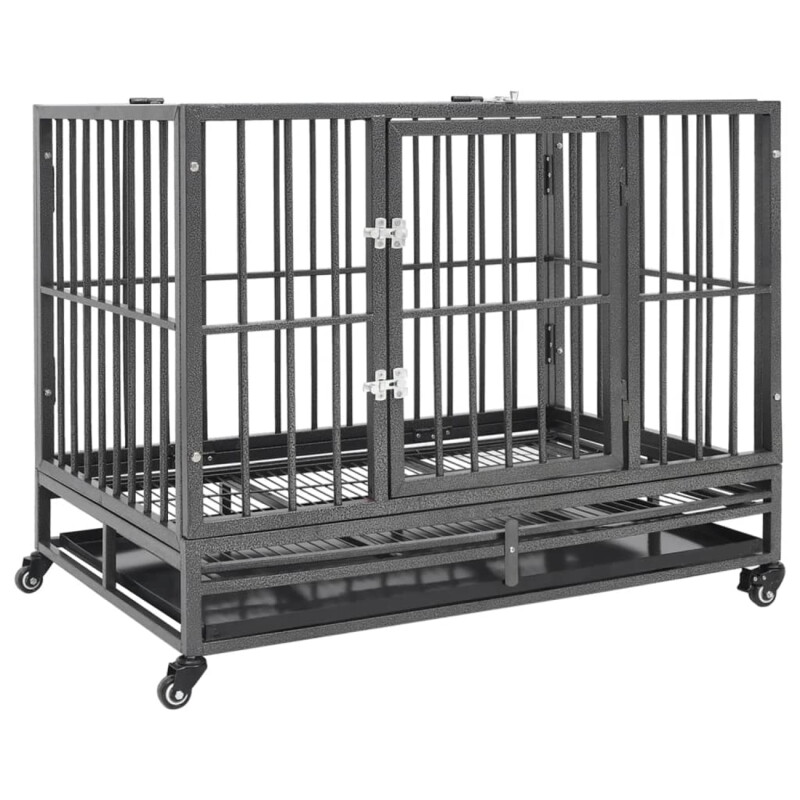 VidaXL Hundekäfig mit Rollen aus Stahl 92 cm, 62 cm, 76 cm