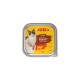 Verpackung für Katzenfutter mit JOSI-Marke, Pâté mit Rindfleisch, gekennzeichnet für erwachsene Katzen, 100g, zuckerfreies und getreidefreies Rezept.